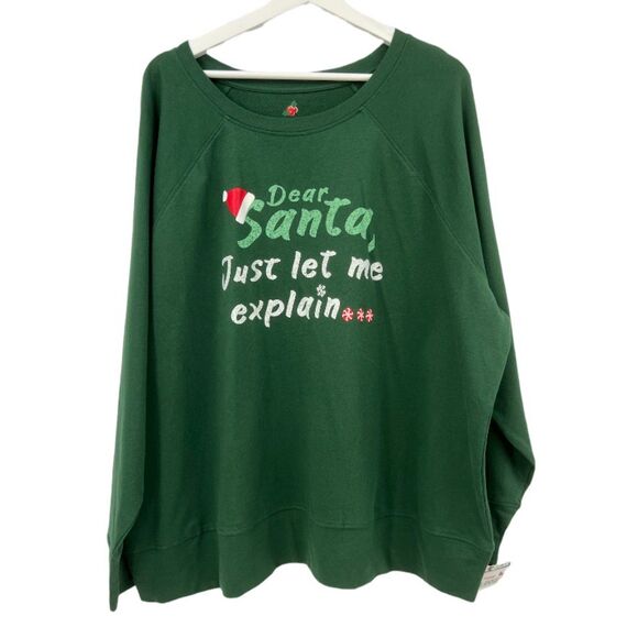 Holiday Sweatshirt 2X womens Green "Dear Santa..just let me explain" top - Picture 3 of 7